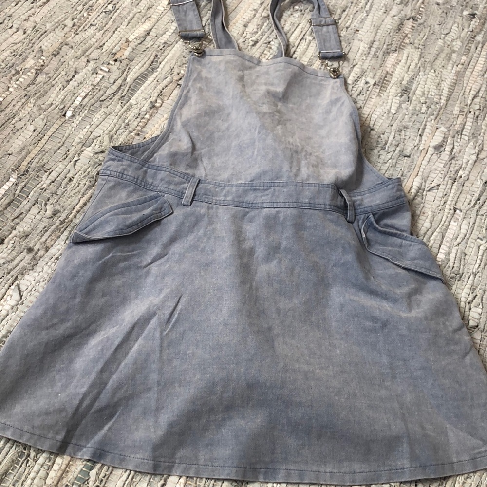 White birch denim overall skirt,